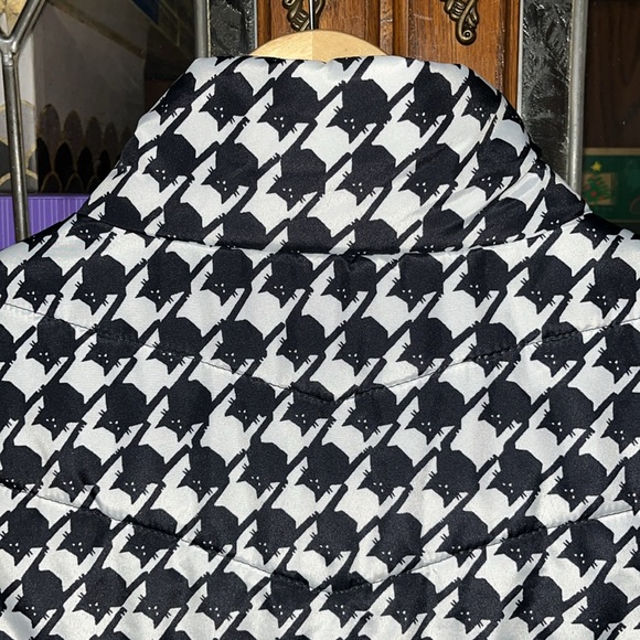 Jason Maxwell Black and White Black Cat Houndstooth Puffer Vest Size Large - Picture 8 of 9